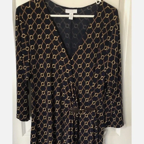 Chárter Club Black and Gold Geometric Pattern Dress - Picture 4 of 6